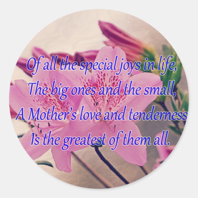 Mütter Tag-besondere Freude Runder Aufkleber (Vorderseite)