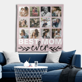 Mütter Tag Beste Mama Foto Collage Rosa Wandteppich