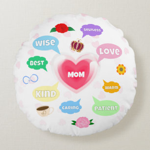 Mütter Tag Beste Mama Word Wolken Königin Kronen L Rundes Kissen