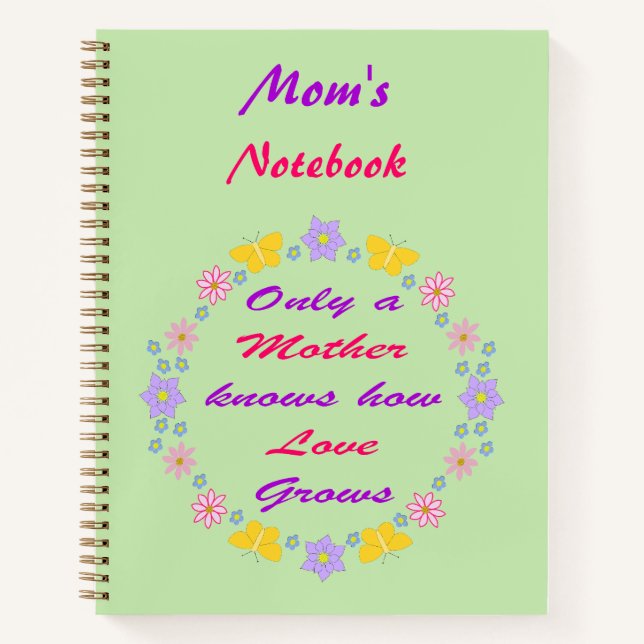 Mütter Tag Blume und Schmetterlinge Custom Notizbuch (Vorderseite)