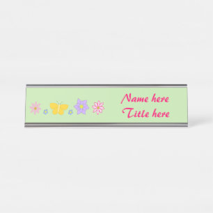 Mütter Tag Blume und Schmetterlinge Custom Schreibtischnamensplakette