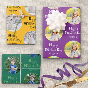 Mütter Tag Custom Foto Set 3 Hell Geschenkpapier Set