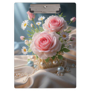 Mütter Tag Delikate rosa Rosen und weiße Gänse Klemmbrett