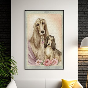 Mütter Tag Niedliche afghanische Hunde-Mama Poster