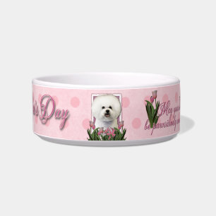 Mutter-Tag - rosa Tulpen - Bichon Frise Napf