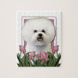 Mutter-Tag - rosa Tulpen - Bichon Frise Puzzle