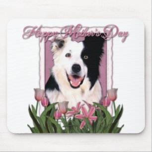 Mutter-Tag - rosa Tulpen - Border-Collie Mousepad