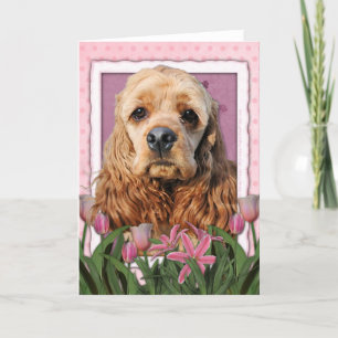 Mutter-Tag - rosa Tulpen - Cocker spaniel Karte