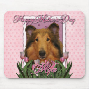 Mutter-Tag - rosa Tulpen - Collie - Natalie Mousepad