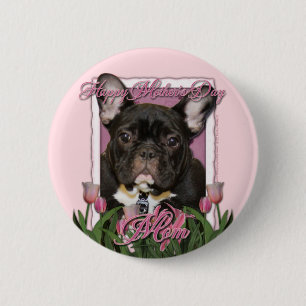 Mutter-Tag - rosa Tulpen - Frenchie - aquamarin Button