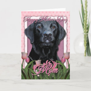 Mutter-Tag - rosa Tulpen - Labrador - Schwarzes - Karte