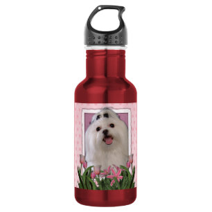 Mutter-Tag - rosa Tulpen - maltesisch Edelstahlflasche
