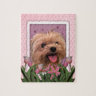 Mutter-Tag - rosa Tulpen - Morkie - Lacey Puzzle