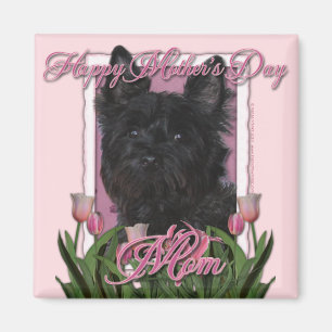 Mutter-Tag - rosa Tulpen - Steinhaufen Terrier - Magnet