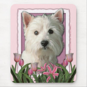 Mutter-Tag - rosa Tulpen - Westhochland Terrier Mousepad