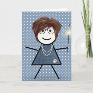 Mutter-Tag-Strichfigur-Mädchen mit Sparkler Karte