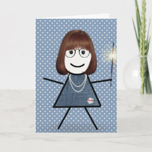 Mutter-Tag-Strichfigur-Mädchen mit Sparkler Karte