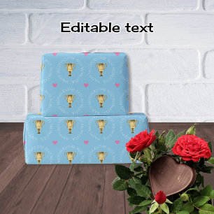 Mütter Tag Trophäe benutzerdefinierte Text blau Geschenkpapier