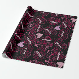 Mutter Tage Herz 01.Pink Black BG Geschenkpapier