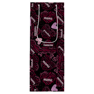 Mutter Tage Herz 01.Pink Black BG Geschenktüte Für Weinflaschen