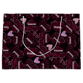 Mutter Tage Herz 01.Pink Black BG Große Geschenktüte