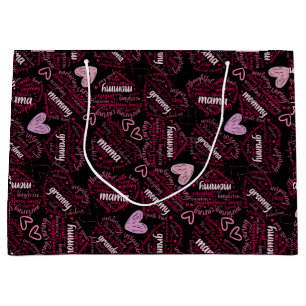 Mutter Tage Herz 01.Pink Black BG Große Geschenktüte
