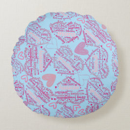 Mutter Tage Herz 01.Pink Lblue BG Rundes Kissen