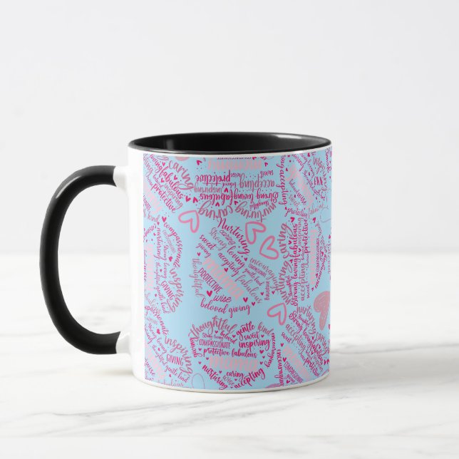 Mutter Tage Herz 01.Pink Lblue BG Tasse (Links)