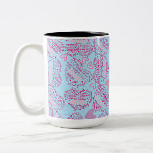 Mutter Tage Herz 01.Pink Lblue BG Zweifarbige Tasse