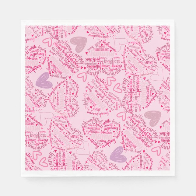 Mutter Tage Herz 01.Pink Lpink BG Serviette (Vorderseite)