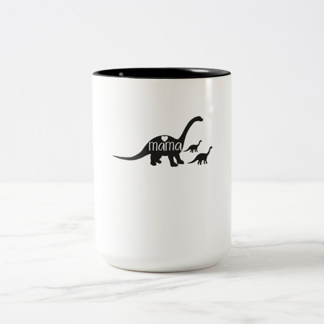Mutter-Tagesgeschenke Mutter-Diplodocus Dinosaur Zweifarbige Tasse (Mittel)