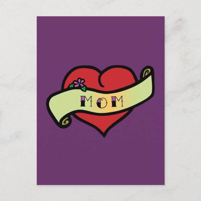 Mutter-Tattoo-Herz Postkarte (Vorderseite)