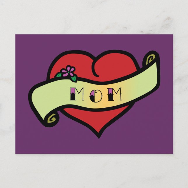 Mutter-Tattoo-Herz Postkarte (Vorderseite)
