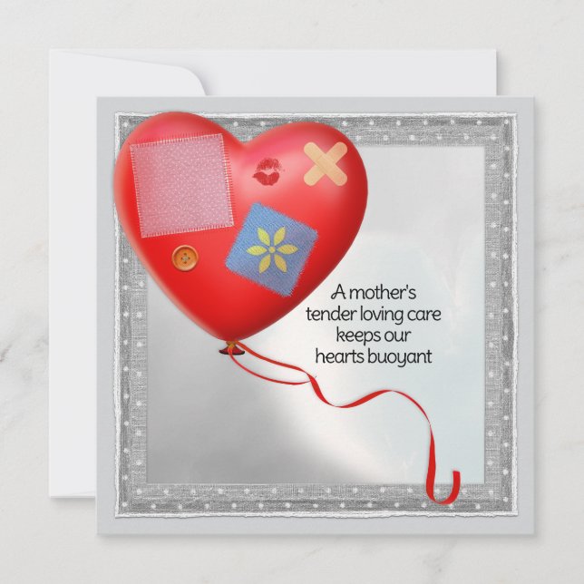 Mutter TLC Herzballonkarte Karte (Vorderseite)