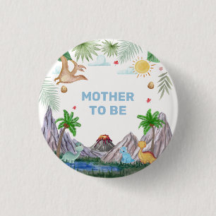 Mutter-To-Be Vulkan Berg Dino Baby Shower Button