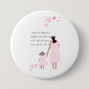 Mutter & Tochter rosa Herz Silhouette Button