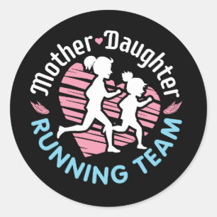 Mutter Tochter Running Team Runder Aufkleber