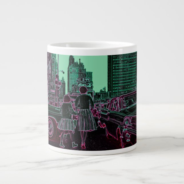 Mutter Tochter Shopping Michigan Ave Chicago 1961 Jumbo-Tasse (Vorderseite)
