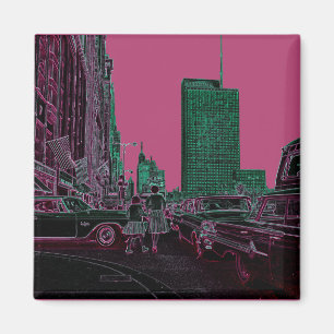 Mutter Tochter Shopping Michigan Ave Chicago 1961 Magnet