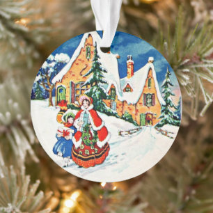 Mutter Tochter Weihnachten Viktorianische Kunst De Ornament