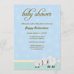 Mutter-u. Baby-Schaf-Babyparty laden ein: Blau Einladung