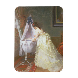 Mutter und Baby, 1869 (Öl auf Platte) Magnet