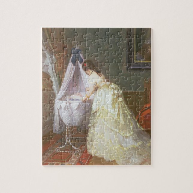 Mutter und Baby, 1869 (Öl auf Platte) Puzzle (Vertikal)