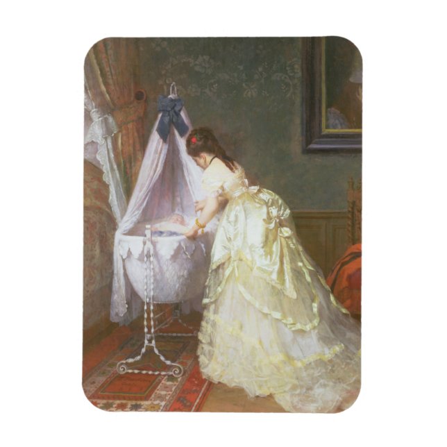 Mutter und Baby, 1869 (Öl auf Tafel) Magnet (Vertikal)