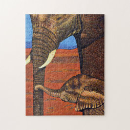 Mutter-und Baby-afrikanische Elefant-Puzzlespiel Puzzle