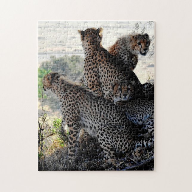 Mutter und Baby Animal Cheetah Fotografie Tier Puzzle (Vertikal)