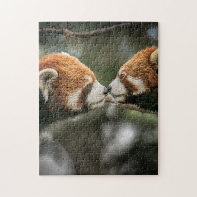 Mutter und Baby Animal Red Bear Fototier Puzzle (Vertikal)
