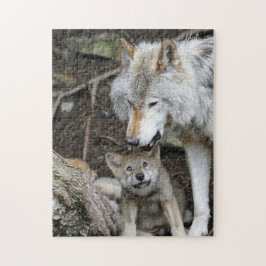 Mutter und Baby Animal Wolf Fotografie Tier Puzzle