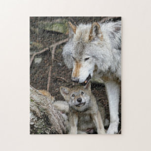Mutter und Baby Animal Wolf Fotografie Tier Puzzle