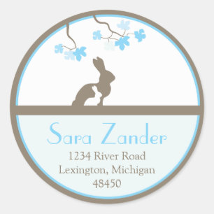 Mutter und Baby Bunny Address Label Runder Aufkleber